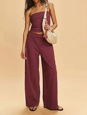 Solviia | Striped Sailor Tube Top and Pants Matching Set | Stylish & Comfortable Outfit for Every Body |